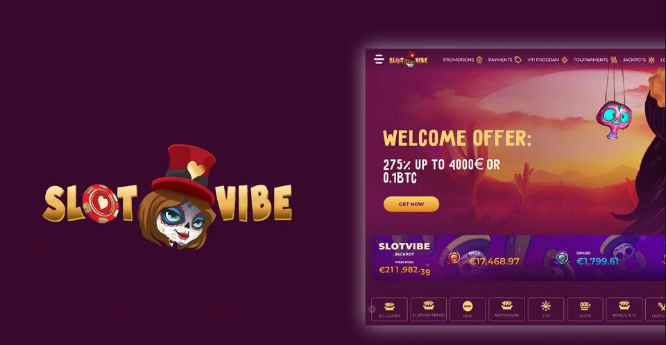 SlotVibe Casino Review:- Welcome Offer 275% Up To 4000 And 0.1 BTC + 150 FS