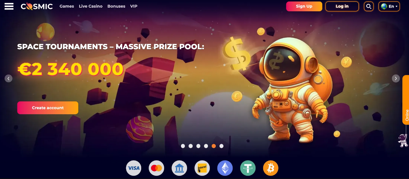 CosmicSlot Casino Review: Welcome Offer 100% Up to €500 and 200 Free Spins